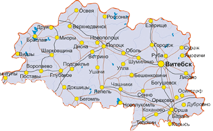 карта Витебской облости 